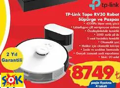TP-LİNK TAPO RV30 ROBOT SÜPÜRGE VE PASPAS